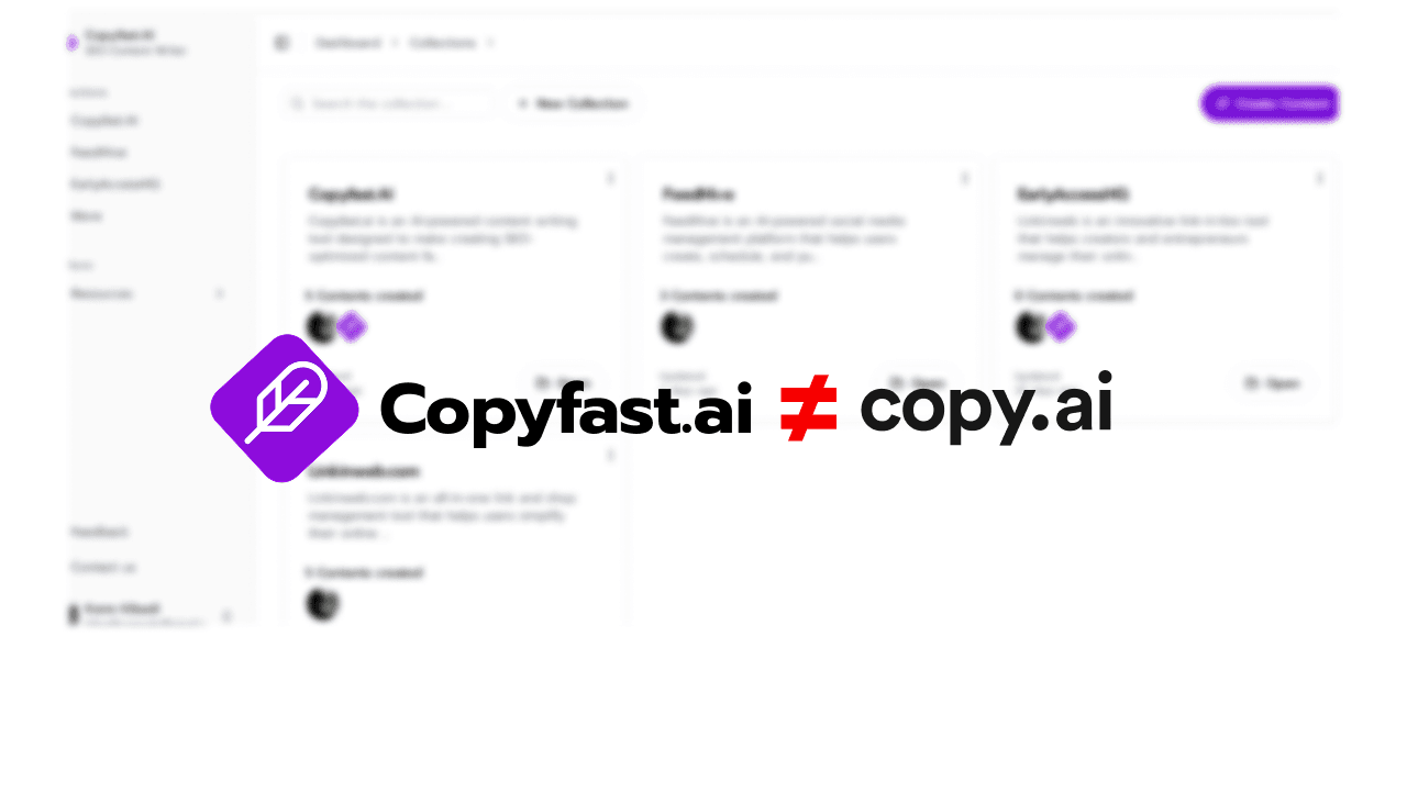 No, Copyfast.AI is NOT copy.ai — We solve a specific set of problems